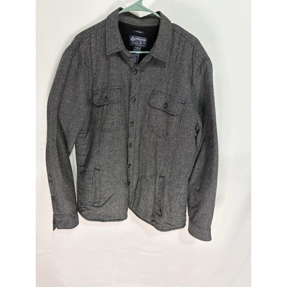American Rag Cie Gray Faux Fur Lined  Shacket Men's XL Button Front